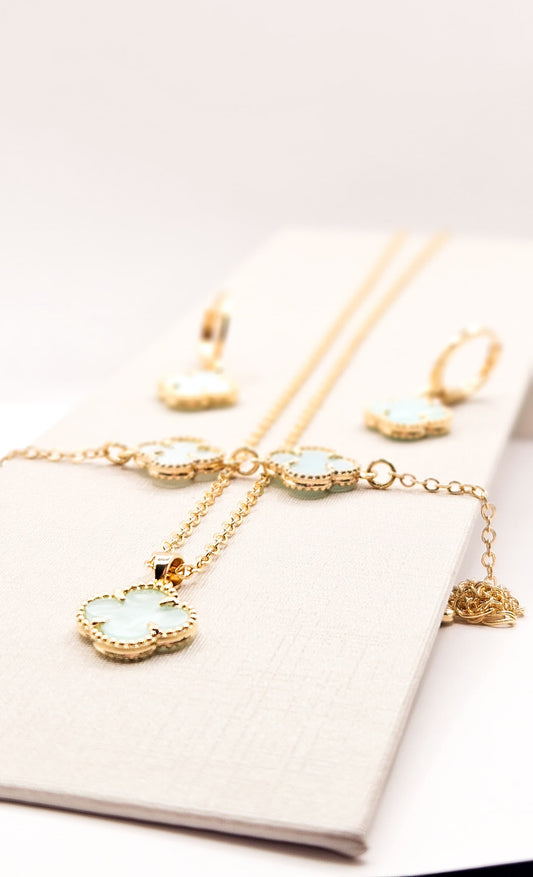 Conjunto Ouro Floral