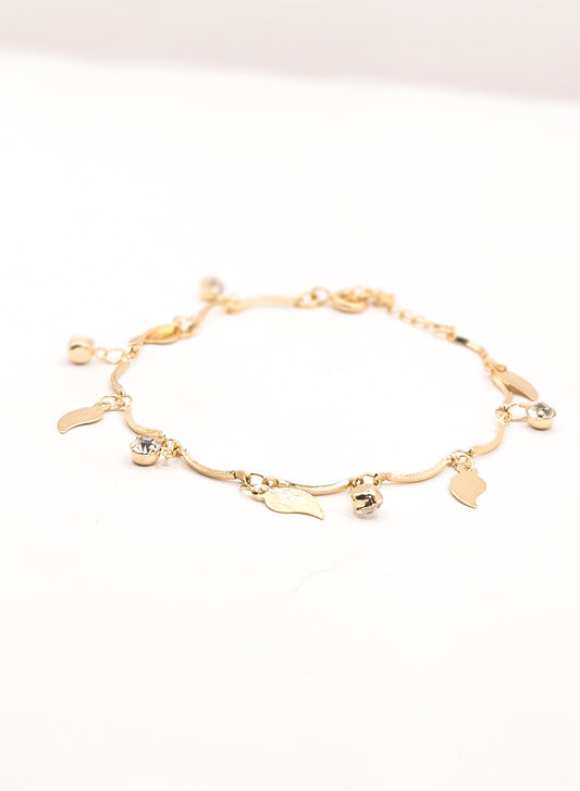 Pulseira Folhas Reluzentes Douradas