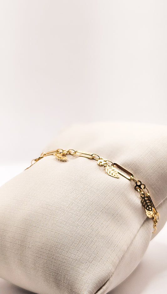 Pulseira Folhas Douradas