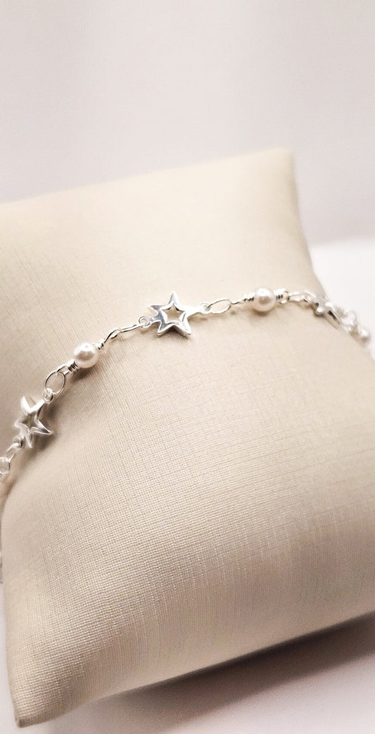 Pulseira Estrela de Pérola Prata