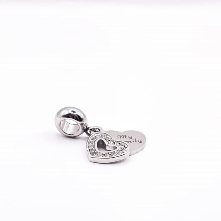 Berloque Coração Duplo (Inox Cirúrgico)