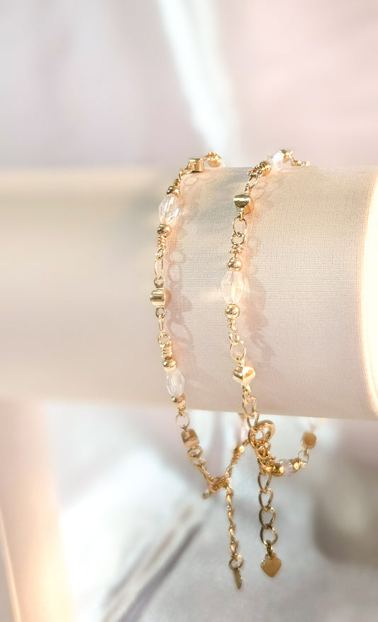 Pulseira Folhas Reluzentes Douradas