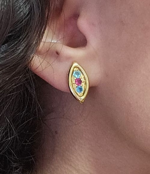 Brinco Olho De Sáfira Strass
